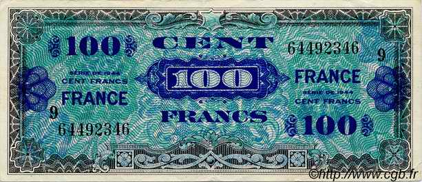 100 Francs FRANCE FRANCIA  1944 VF.25.09 q.SPL
