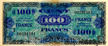100 Francs FRANCE Spécimen FRANCE  1944 VF.25.11Sp F - VF