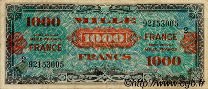 1000 Francs FRANCE FRANKREICH  1945 VF.27.02 fSS to SS