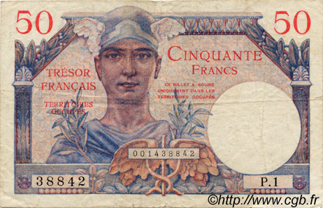 50 Francs TRÉSOR FRANCAIS FRANCIA  1947 VF.31.01 BB