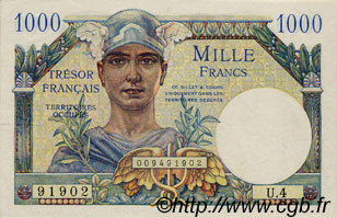 1000 Francs TRÉSOR FRANÇAIS FRANKREICH  1947 VF.33.04 VZ to fST