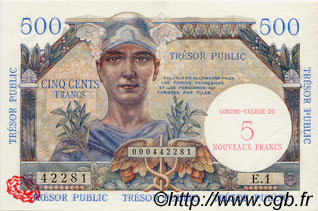 5NF sur 500 Francs TRÉSOR PUBLIC FRANCE  1960 VF.37.01 UNC