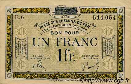 1 Franc FRANCE Regionalismus und verschiedenen  1923 JP.135.05 VZ