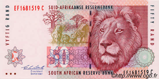 50 Rand SUDAFRICA  1992 P.125b q.FDC