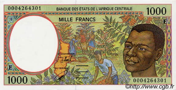 1000 Francs ZENTRALAFRIKANISCHE LÄNDER  2000 P.202Eg ST