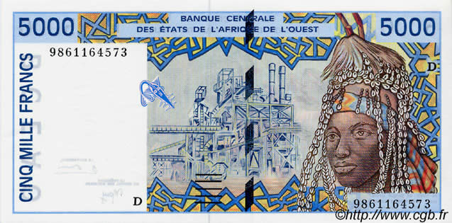 5000 Francs ÉTATS DE L AFRIQUE DE L OUEST  1998 P.413Df pr.NEUF