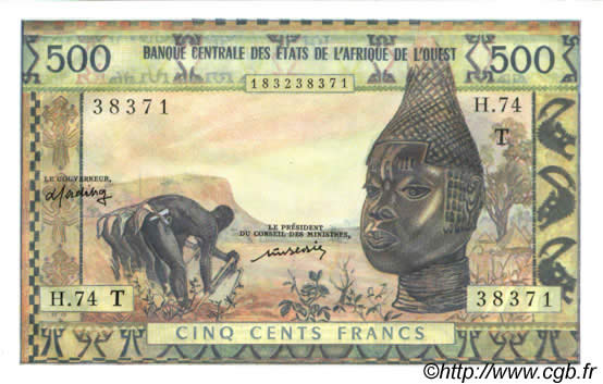 500 Francs WEST AFRIKANISCHE STAATEN  1977 P.802Tm ST