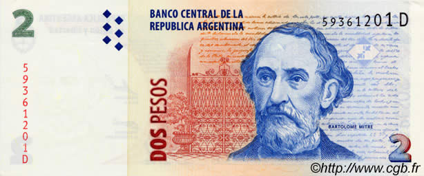 2 Pesos ARGENTINIEN  1997 P.346 ST