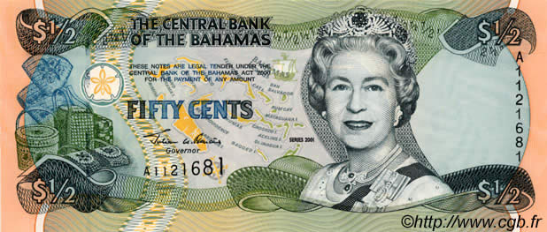½ Dollar BAHAMAS  2001 P.68 ST