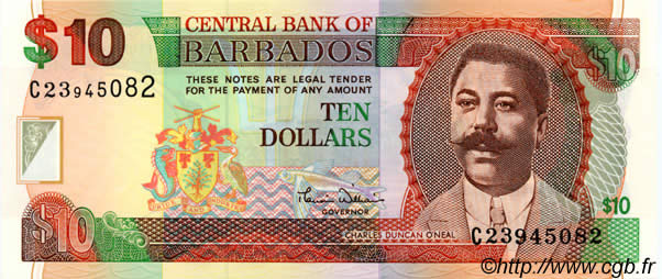 10 Dollars BARBADOS  2000 P.62 UNC