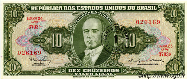 1 Centavo sur 10 Cruzeiros BRASIL  1967 P.183b FDC
