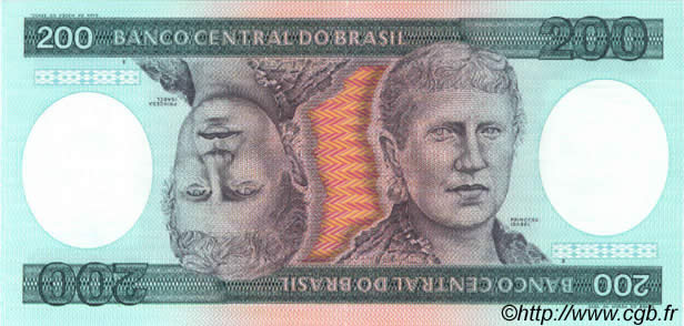 200 Cruzeiros BRAZIL  1984 P.199b UNC