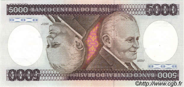 5000 Cruzeiros BRAZIL  1985 P.202d UNC