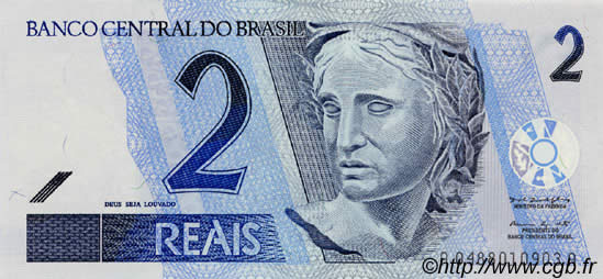 2 Reals BRAZIL  2001 P.249a UNC
