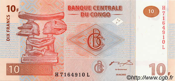 10 Francs CONGO (RÉPUBLIQUE)  2003 P.093a NEUF