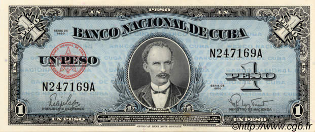 1 Peso KUBA  1960 P.077b ST