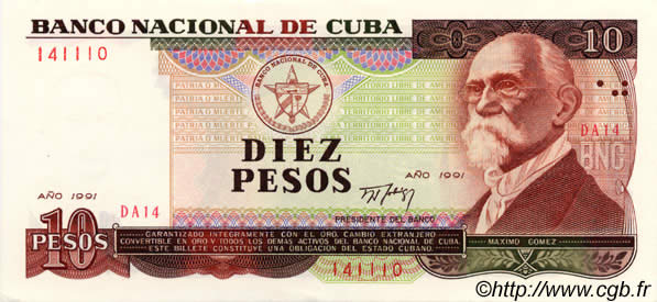 10 Pesos CUBA  1991 P.109 FDC