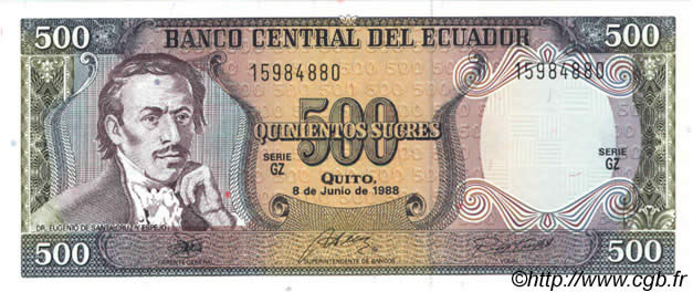 500 Sucres ECUADOR  1988 P.124A UNC