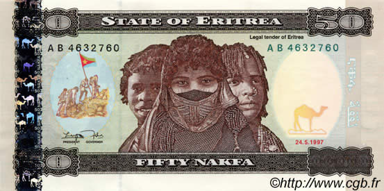 50 Nakfa ERITREA  1997 P.05 UNC