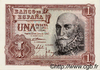 1 Peseta SPAIN  1953 P.144a UNC