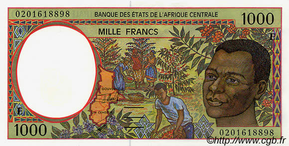 1000 Francs ZENTRALAFRIKANISCHE LÄNDER  2002 P.202Eh ST