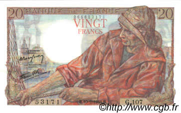 20 Francs PÊCHEUR FRANCIA  1944 F.13.08 SPL+
