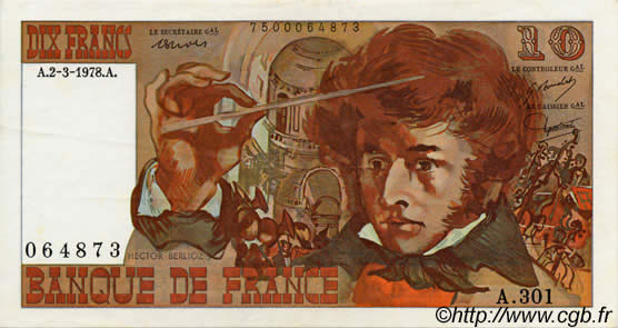 10 Francs BERLIOZ FRANCIA  1972 F.63 MBC