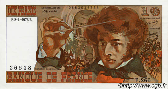 10 Francs BERLIOZ FRANCE  1972 F.63 XF