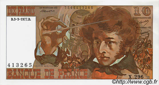 10 Francs BERLIOZ FRANKREICH  1977 F.63.21 fST+