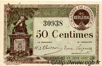 50 Centimes FRANCE regionalism and various Bergerac 1917 JP.024.24 UNC