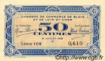 50 Centimes FRANCE regionalismo e varie Blois 1918 JP.028.09 FDC