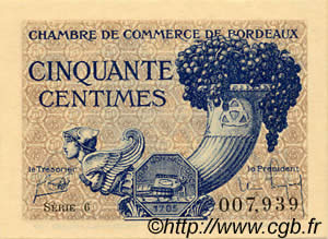 50 Centimes FRANCE regionalismo y varios Bordeaux 1921 JP.030.28 FDC