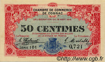 50 Centimes FRANCE regionalism and various Cognac 1916 JP.049.01 UNC
