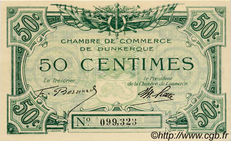 50 Centimes FRANCE regionalismo y varios Dunkerque 1918 JP.054.01 FDC