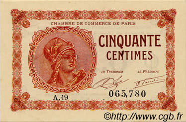 50 Centimes FRANCE regionalismo y varios Paris 1920 JP.097.10 FDC