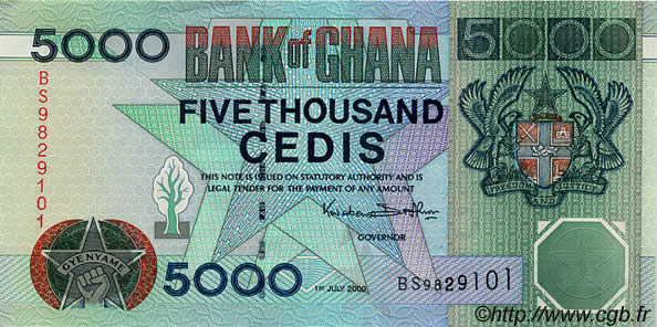 5000 Cedis GHANA  2000 P.34e NEUF