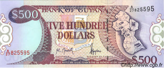 500 Dollars GUIANA  1996 P.32 UNC