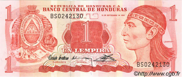 1 Lempira HONDURAS  1992 P.071 ST