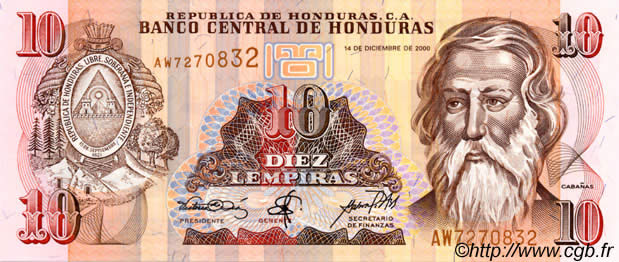 10 Lempiras HONDURAS  2000 P.082 ST