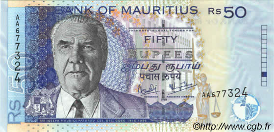 50 Rupees MAURITIUS  1998 P.50a UNC