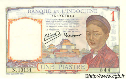1 Piastre FRENCH INDOCHINA  1949 P.054e UNC