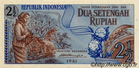 2 ½ Rupiah INDONESIA  1961 P.079 UNC
