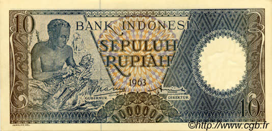 10 Rupiah INDONESIEN  1963 P.089 fST+
