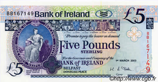 5 Pounds NORTHERN IRELAND  2003 P.079a FDC