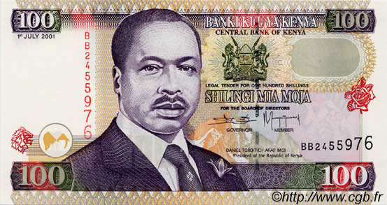 100 Shillings KENYA  2001 P.37f FDC