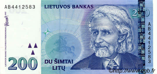 200 Litu LITHUANIA  1997 P.63 UNC