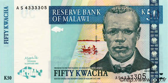 50 Kwacha MALAWI  2003 P.45b UNC