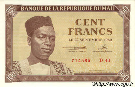 100 Francs MALI  1960 P.02 UNC-