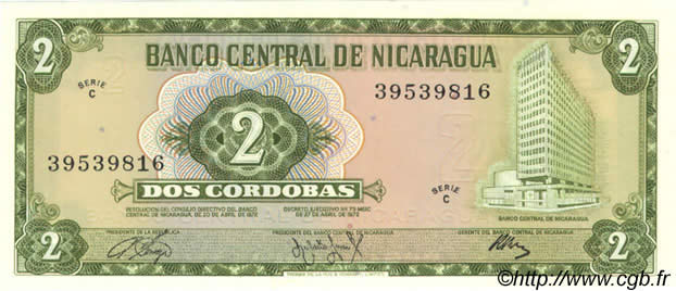 2 Cordobas NICARAGUA  1972 P.121a pr.NEUF