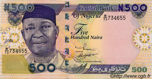 500 Naira NIGERIA  2001 P.30 UNC
